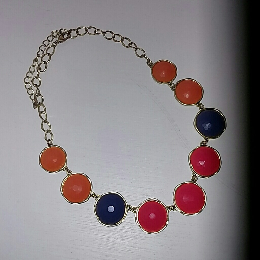 Pink, purple, coral and gold necklace
